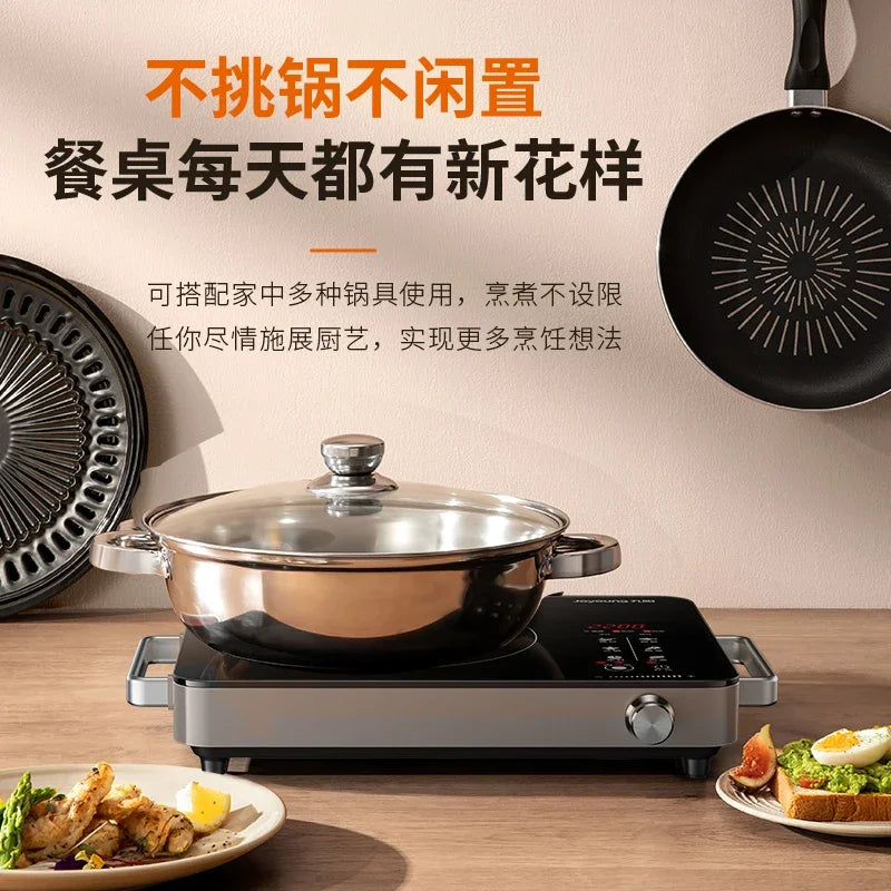 Cocina de inducción inteligente de 220 V para el hogar, aparato de cocina de alta potencia para freír rápidamente