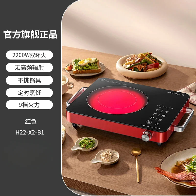 Cocina de inducción inteligente de 220 V para el hogar, aparato de cocina de alta potencia para freír rápidamente
